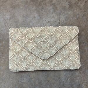 Francesca’s White Beaded Clutch or Crossbody, NWT
